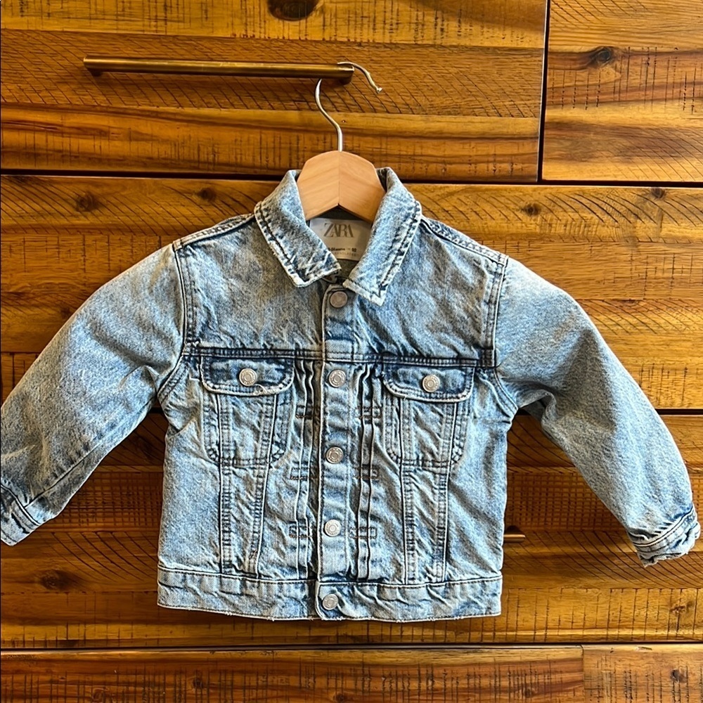 Zara Baby Blue Jean Jacket Classic Denim Style